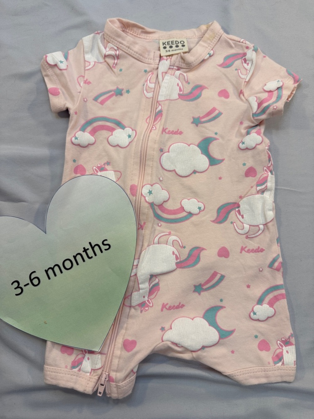 Keedo - 3-6M Pink Unicorn Kids/Baby Short Sleeve One Piece Romper